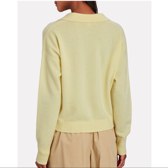 INTERMIX Hillary Cashmere Polo Sweater in Yellow - Picture 3 of 7